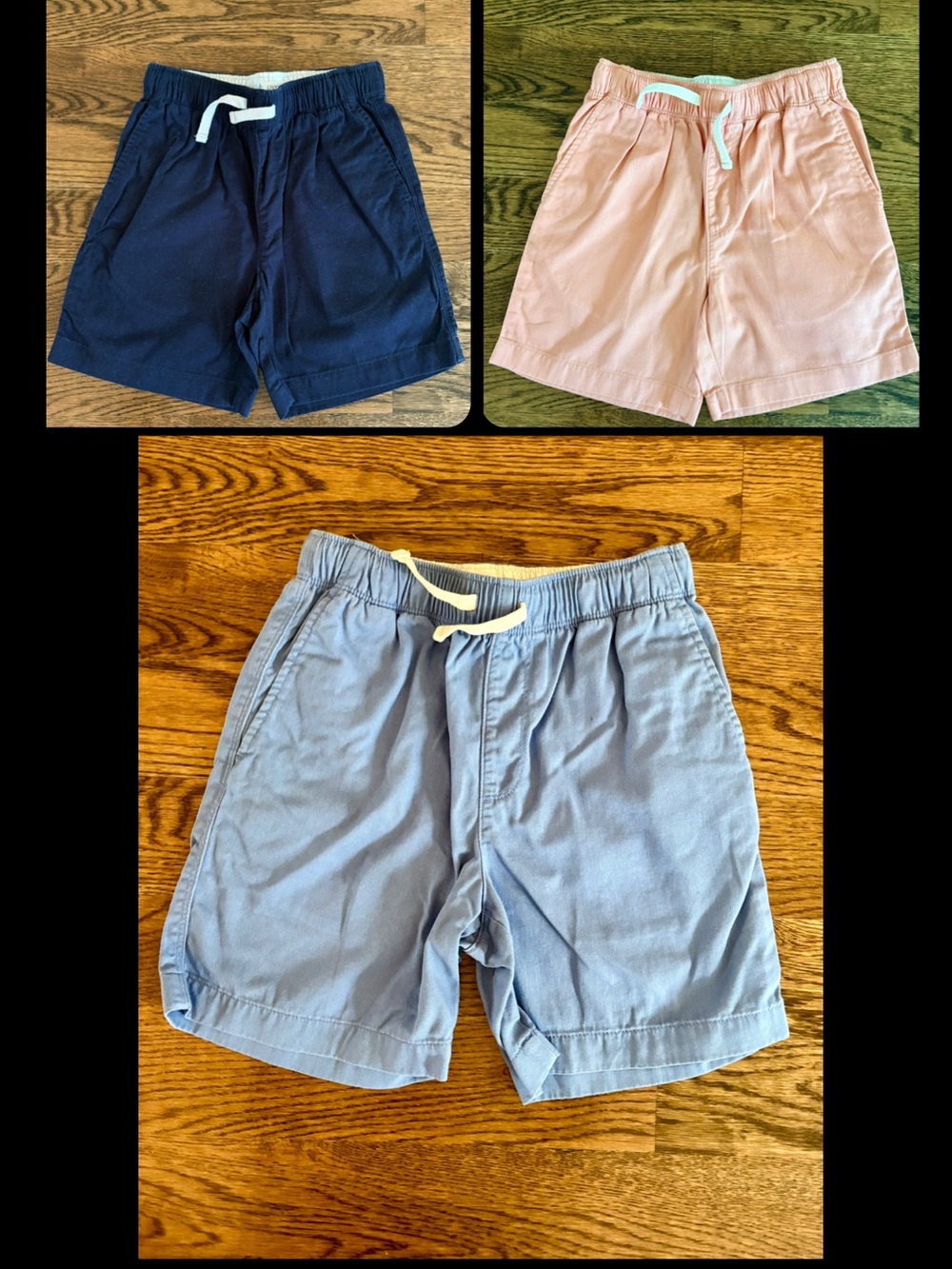 Crewcuts Three-Pack Pull-On Cotton Shorts in Navy, Melon & Light Blue